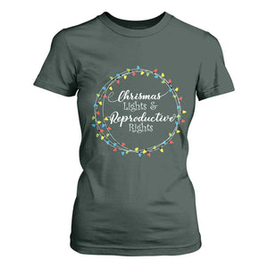 Funny Christmas Lights And Reproductive Rights T Shirt For Women Led Light TS11 Dark Forest Green Print Your Wear