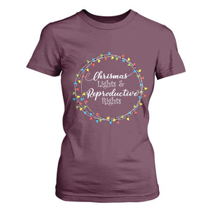 Funny Christmas Lights And Reproductive Rights T Shirt For Women Led Light TS11 Maroon Print Your Wear