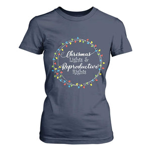 Funny Christmas Lights And Reproductive Rights T Shirt For Women Led Light TS11 Navy Print Your Wear