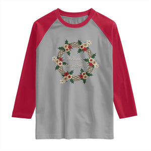Scottish Celtic Christmas Nollaig Chridheil Raglan Shirt Xmas Wreath TS11 Sport Gray Red Print Your Wear