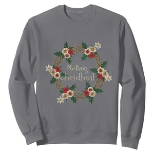 Scottish Celtic Christmas Nollaig Chridheil Sweatshirt Xmas Wreath TS11 Charcoal Print Your Wear