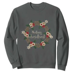 Scottish Celtic Christmas Nollaig Chridheil Sweatshirt Xmas Wreath TS11 Dark Heather Print Your Wear