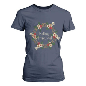 Scottish Celtic Christmas Nollaig Chridheil T Shirt For Women Xmas Wreath TS11 Navy Print Your Wear