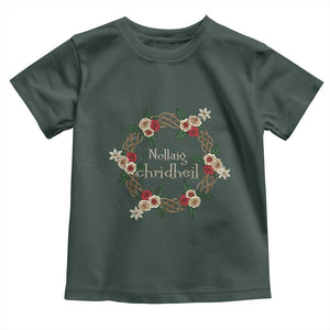 Scottish Celtic Christmas Nollaig Chridheil Toddler T Shirt Xmas Wreath TS11 Dark Forest Green Print Your Wear