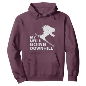 Funny Skiing Hoodie My Life Is Going Downhill Skier TS11 Maroon Print Your Wear