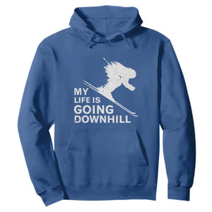 Funny Skiing Hoodie My Life Is Going Downhill Skier TS11 Royal Blue Print Your Wear