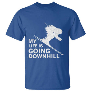 Funny Skiing T Shirt My Life Is Going Downhill Skier TS11 Royal Blue Print Your Wear