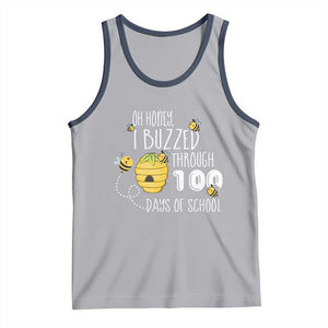 Funny 100th Day Of School Bee Tank Top Oh Honey I Buzzed Through 100 Days Of School TS11 Athletic Heather Navy Print Your Wear