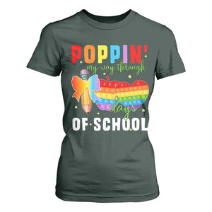 Funny Poppin' My Way Through 100 Day T Shirt For Women TS11 Dark Forest Green Print Your Wear