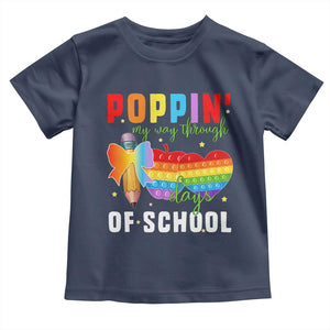 Funny Poppin' My Way Through 100 Day Toddler T Shirt TS11 Navy Print Your Wear