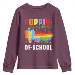 Funny Poppin' My Way Through 100 Day Youth Sweatshirt TS11 Maroon Print Your Wear