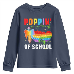 Funny Poppin' My Way Through 100 Day Youth Sweatshirt TS11 Navy Print Your Wear