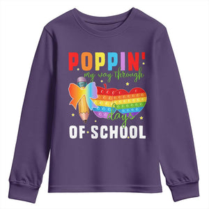 Funny Poppin' My Way Through 100 Day Youth Sweatshirt TS11 Purple Print Your Wear