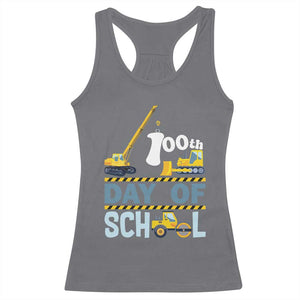 Funny 100TH Days Of School Construction Racerback Tank Top Vehicle Excavators TS11 Charcoal Print Your Wear