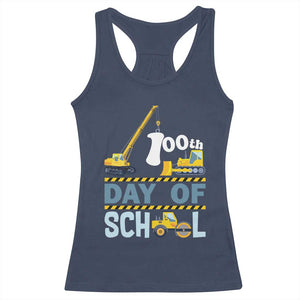 Funny 100TH Days Of School Construction Racerback Tank Top Vehicle Excavators TS11 Navy Print Your Wear