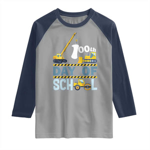 Funny 100TH Days Of School Construction Raglan Shirt Vehicle Excavators TS11 Sport Gray Navy Print Your Wear