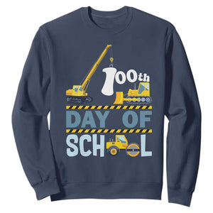 Funny 100TH Days Of School Construction Sweatshirt Vehicle Excavators TS11 Navy Print Your Wear