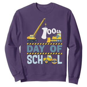 Funny 100TH Days Of School Construction Sweatshirt Vehicle Excavators TS11 Purple Print Your Wear