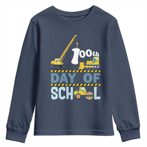 Funny 100TH Days Of School Construction Youth Sweatshirt Vehicle Excavators TS11 Navy Print Your Wear