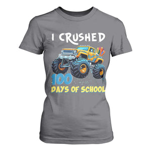 Funny I Crushed 100 Days Of School T Shirt For Women Monster Truck 100th Day Of School TS11 Charcoal Print Your Wear