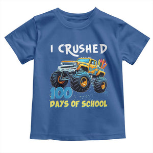 Funny I Crushed 100 Days Of School Toddler T Shirt Monster Truck 100th Day Of School TS11 Royal Blue Print Your Wear