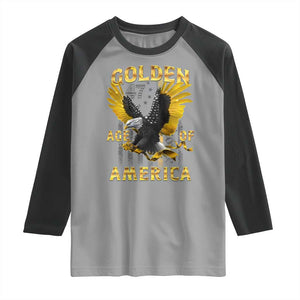 Trump 2025 Golden Age Of America Raglan Shirt Gold Eagle Vintage American Flag TS11 Sport Gray Black Print Your Wear