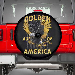 Trump 2025 Golden Age Of America Spare Tire Cover Gold Eagle Vintage American Flag TS11 Black Print Your Wear