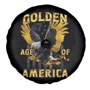 Trump 2025 Golden Age Of America Spare Tire Cover Gold Eagle Vintage American Flag TS11 Print Your Wear