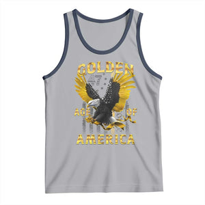 Trump 2025 Golden Age Of America Tank Top Gold Eagle Vintage American Flag TS11 Athletic Heather Navy Print Your Wear