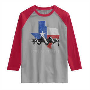History Of Texas Raglan Shirt Come And Take It Gonzales Texas Map American Flag TS11 Sport Gray Red Print Your Wear