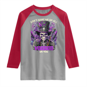 Funny Mardi Gras Voodoo Raglan Shirt Don't Make Me Go All Voodoo On You New Orleans Witch Doctor TS11 Sport Gray Red Print Your Wear