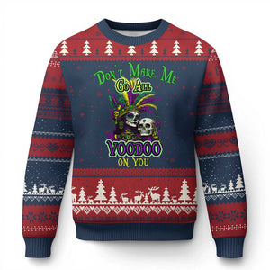 Funny Mardi Gras Voodoo Queen Ugly Christmas Sweater Don't Make Me Go All Voodoo On You TS11 Navy Red Print Your Wear