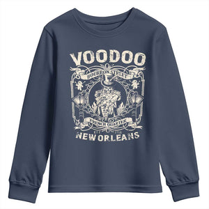 Voodoo Bourbon Street Spooky New Orleans Youth Sweatshirt Voodoo Doctor TS11 Navy Print Your Wear