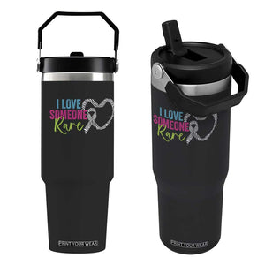 Rare Disease Awareness Flip Straw Tumbler I Love Someone Rare Zebra Ribbon TS11 One Size: 30 oz Black Print Your Wear