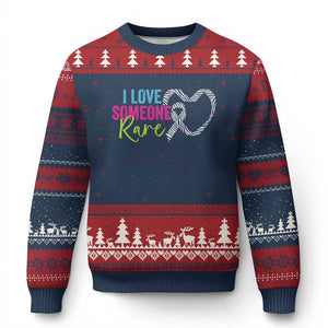 Rare Disease Awareness Ugly Christmas Sweater I Love Someone Rare Zebra Ribbon TS11 Navy Red Print Your Wear