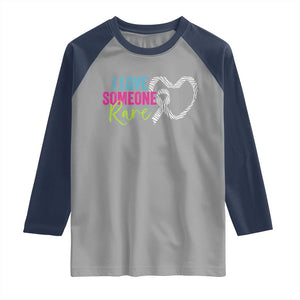 Rare Disease Awareness Raglan Shirt I Love Someone Rare Zebra Ribbon TS11 Sport Gray Navy Print Your Wear