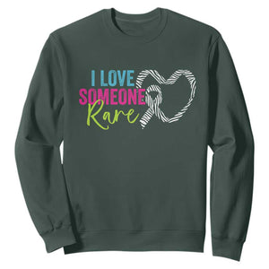 Rare Disease Awareness Sweatshirt I Love Someone Rare Zebra Ribbon TS11 Dark Forest Green Print Your Wear