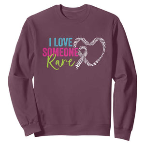 Rare Disease Awareness Sweatshirt I Love Someone Rare Zebra Ribbon TS11 Maroon Print Your Wear