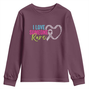 Rare Disease Awareness Youth Sweatshirt I Love Someone Rare Zebra Ribbon TS11 Maroon Print Your Wear