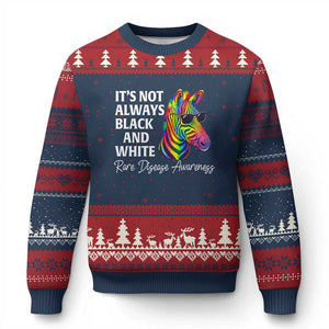 Rare Disease Awareness Ugly Christmas Sweater It Is Not Always Black And White Colorful Zebra TS11 Navy Red Print Your Wear