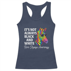 Rare Disease Awareness Racerback Tank Top It Is Not Always Black And White Colorful Zebra TS11 Navy Print Your Wear