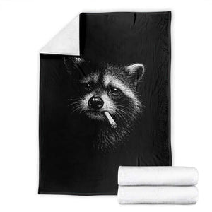 Funny Raccoon Smoking Cigarette Meme Throw Blanket Trash Panda Face Y2K Graphic TS11 Black Print Your Wear