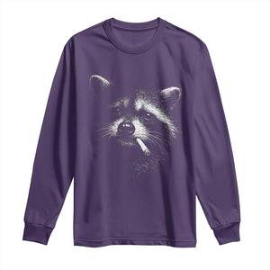 Funny Raccoon Smoking Cigarette Meme Long Sleeve Shirt Trash Panda Face Y2K Graphic TS11 Purple Print Your Wear