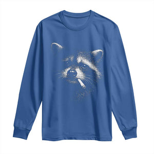 Funny Raccoon Smoking Cigarette Meme Long Sleeve Shirt Trash Panda Face Y2K Graphic TS11 Royal Blue Print Your Wear