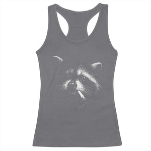 Funny Raccoon Smoking Cigarette Meme Racerback Tank Top Trash Panda Face Y2K Graphic TS11 Charcoal Print Your Wear