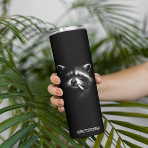 Funny Raccoon Smoking Cigarette Meme Skinny Tumbler Trash Panda Face Y2K Graphic TS11 Print Your Wear