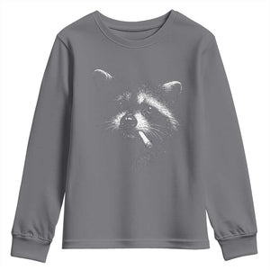 Funny Raccoon Smoking Cigarette Meme Youth Sweatshirt Trash Panda Face Y2K Graphic TS11 Charcoal Print Your Wear
