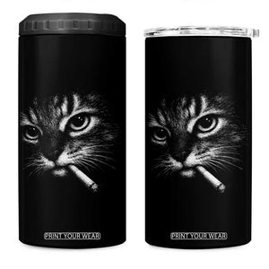Funny Cat Smoking Cigarette Meme 4 in 1 Can Cooler Tumbler Cat Face Y2K Graphic TS11 One Size: 16 oz Black Print Your Wear