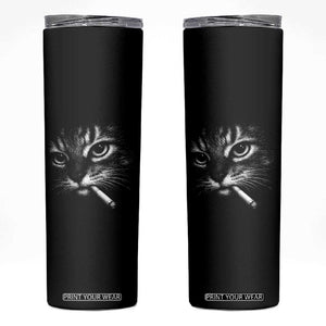 Funny Cat Smoking Cigarette Meme Skinny Tumbler Cat Face Y2K Graphic TS11 Black Print Your Wear