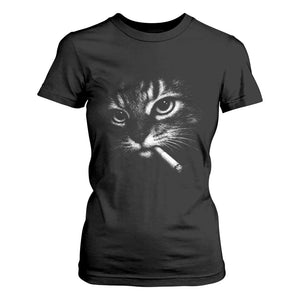 Funny Cat Smoking Cigarette Meme T Shirt For Women Cat Face Y2K Graphic TS11 Black Print Your Wear